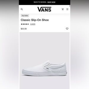 VANS classic slip on shoes size 8 women’s in white